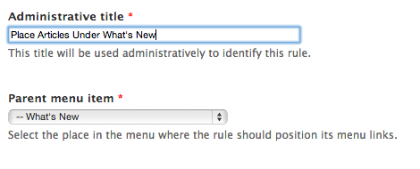 Screenshot of Menu Position Configuration